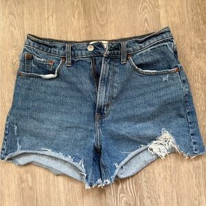 Abercrombie & Fitch The 4” Mom Short High Rise Blue Jean Shorts